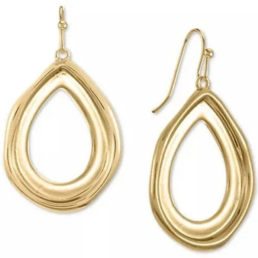 Alfani Gold Tone Sculptural Open Drop Gold Earrings New